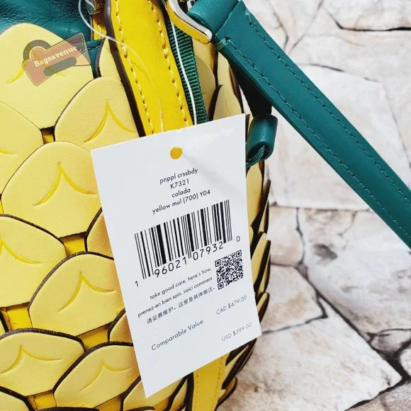 #bagsavenue pineapple bucket crossbody yellow novelty with coin purse Kate spade